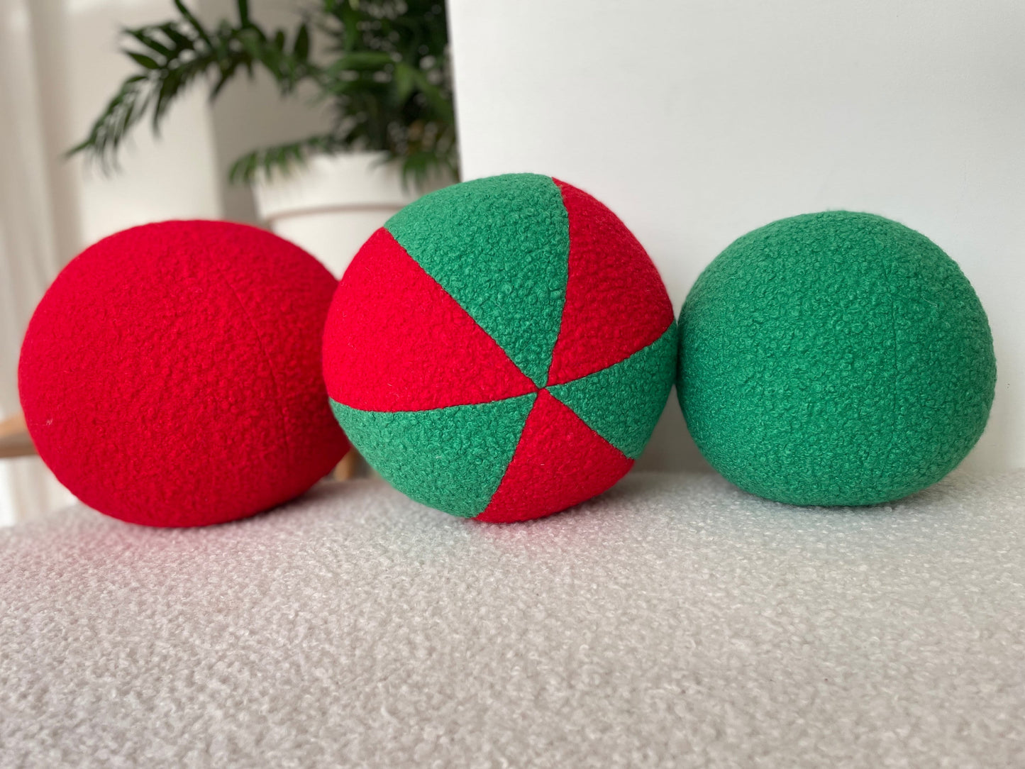 Boucle Ball Pillow: Christmas Ornament, Modern Home Decor