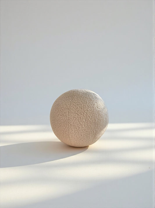 Boucle Ball Pillow: Light Beige Teddy Round Throw Cushion