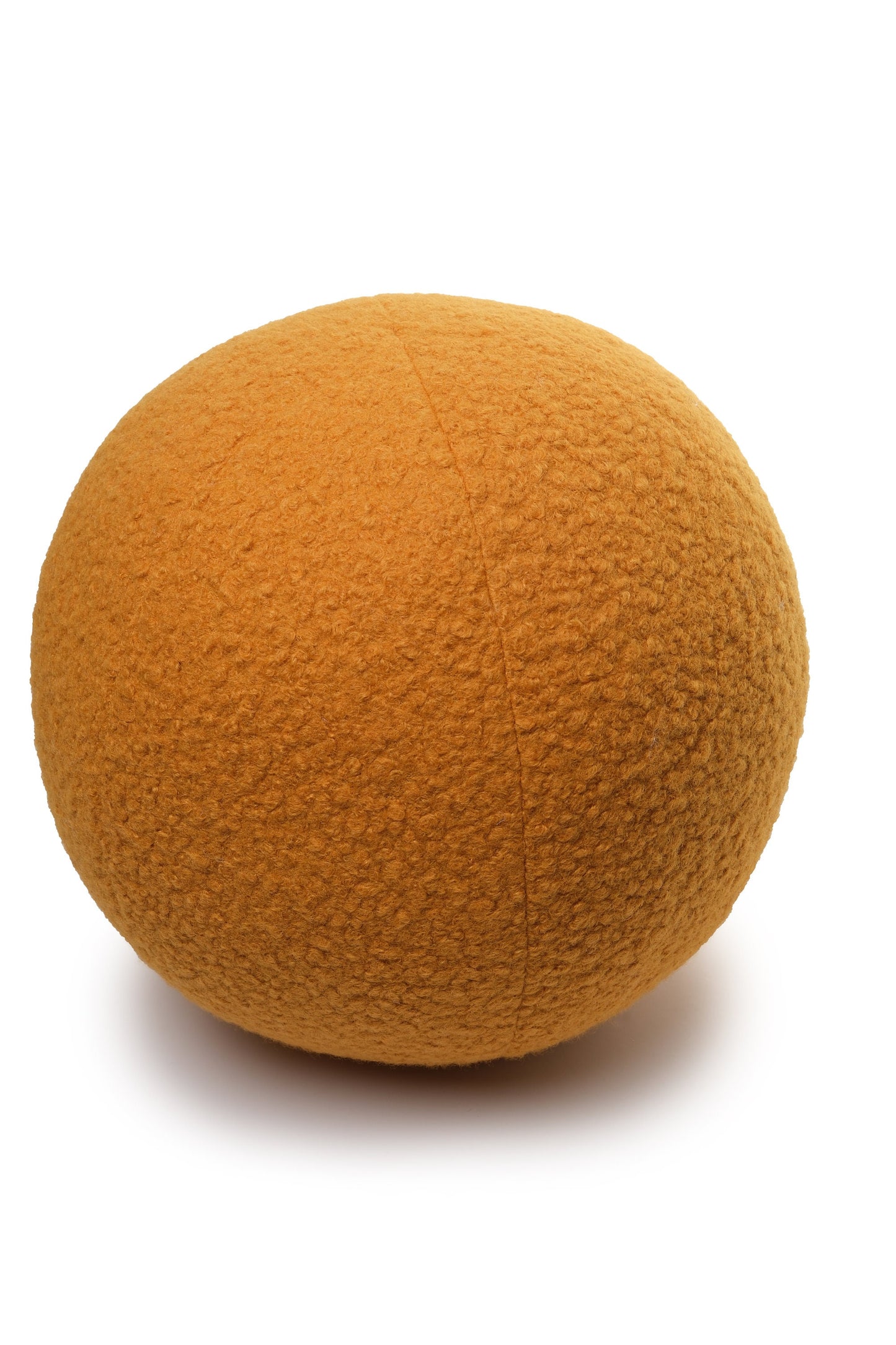 Handmade Boucle Ball Pillow: Mustard Teddy Round Cushion