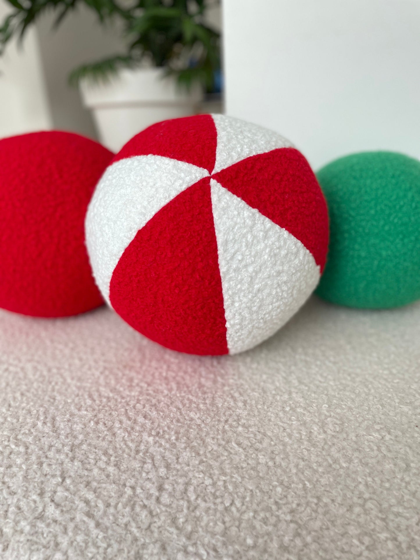 Boucle Ball Pillow: Christmas Ornament, Modern Home Decor