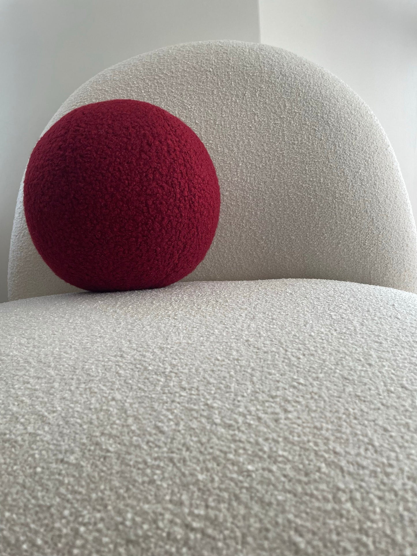Burgundy Boucle Ball Pillow: Modern Minimalist Home Decor