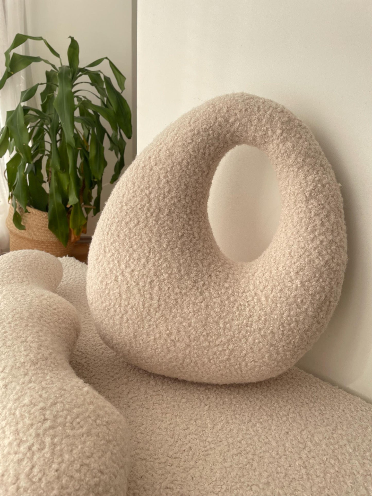 Amorphous Boucle pillow | Asymmetrical Design | Neutral Earthy Tones