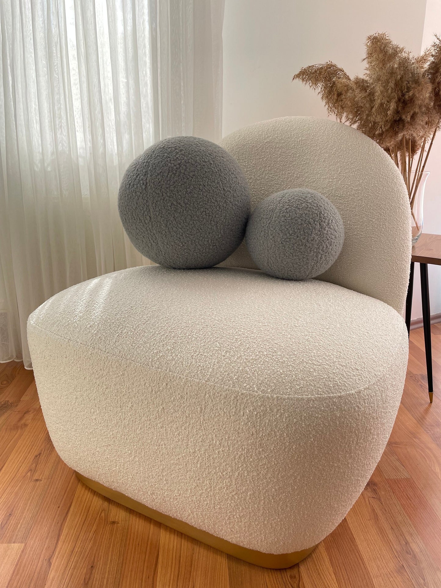 Boucle Ball Pillow: Grey Teddy Home Decor