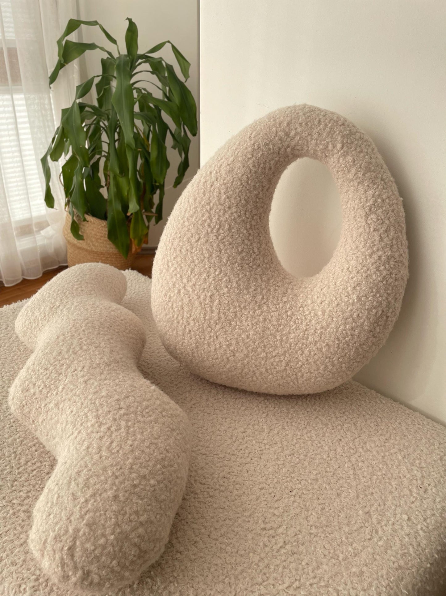 Amorphous Boucle pillow | Asymmetrical Design | Neutral Earthy Tones