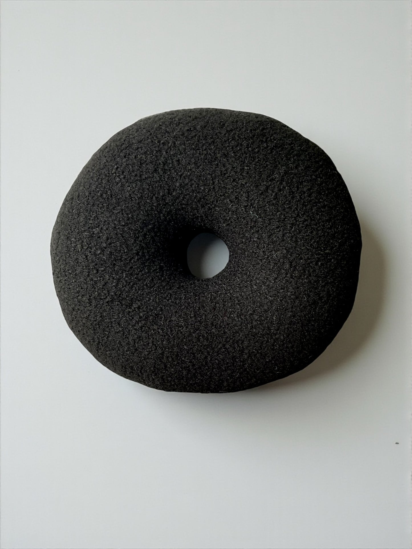 Black Boucle Donut Pillow: Modern Minimalist Home Decor