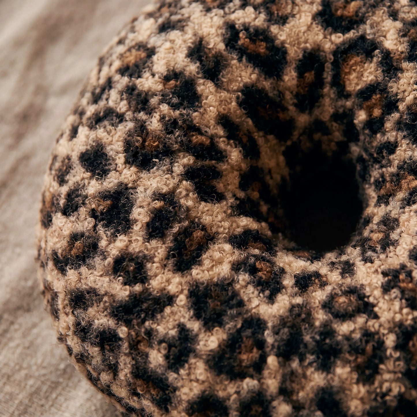 Leopard Bouclé Donut Pillow – Sculptural Accent Cushion