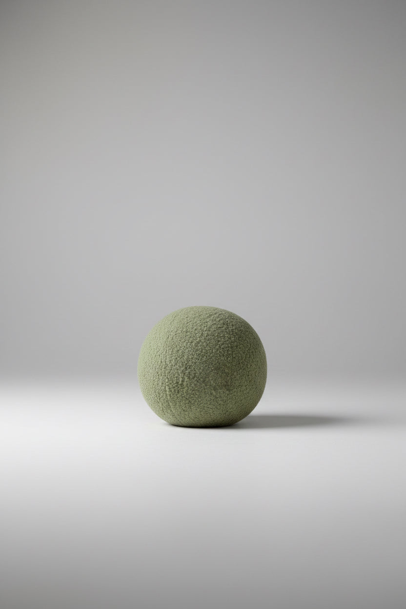 Sage Green Boucle Ball Pillow: Modern Home Decor