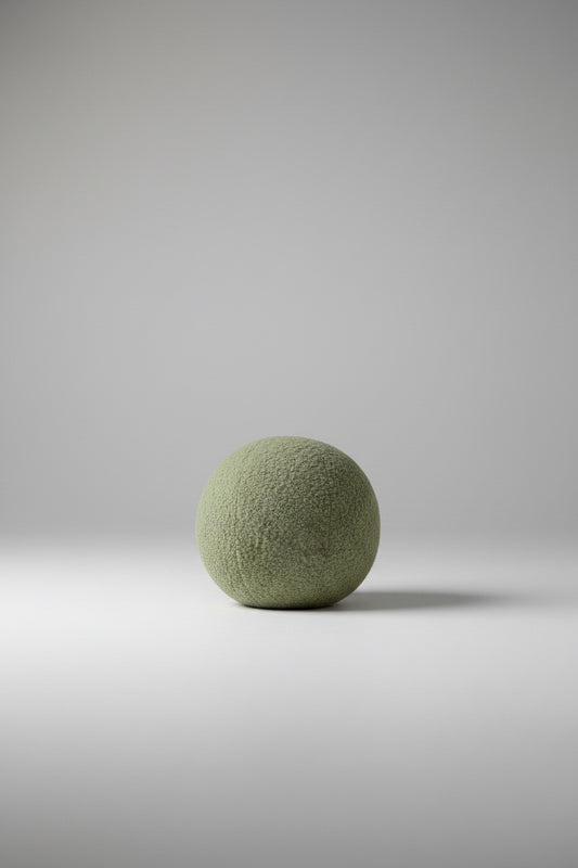 Sage Green Boucle Ball Pillow: Modern Home Decor