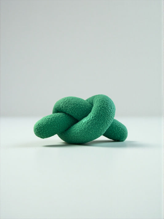 Green Boucle Knot Pillow: Handmade Decorative Ornament