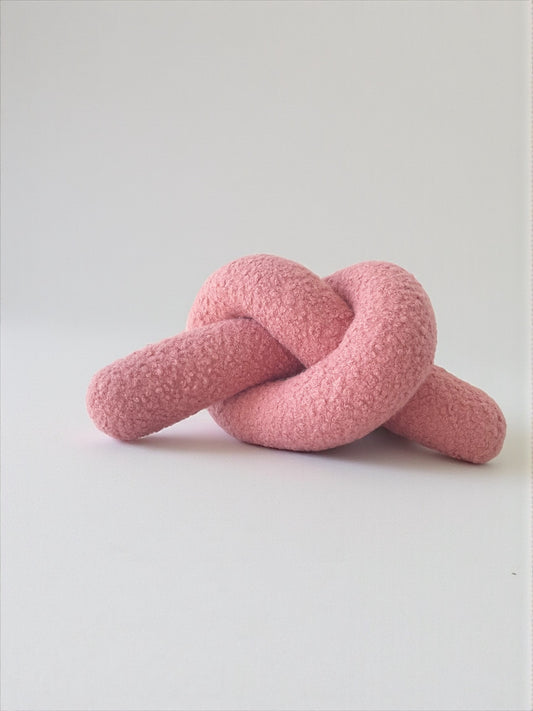 Ashy Pink Boucle Knot Pillow – Soft Sculptural Cushion for Modern & Cozy Home Decor