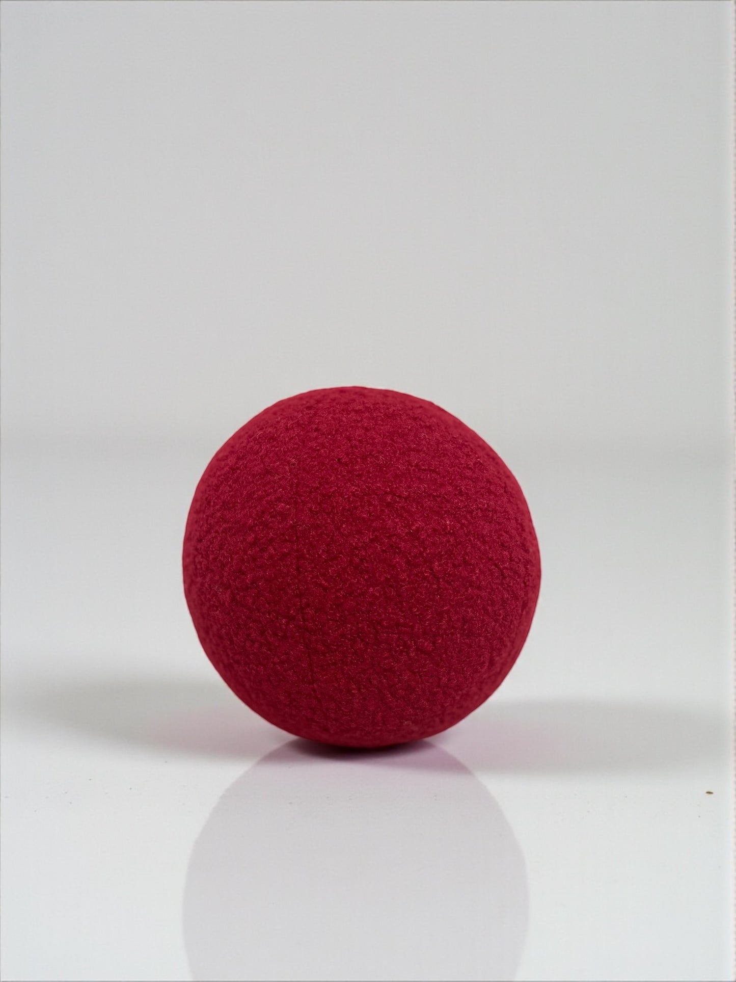 Handmade Boucle Ball Pillow: Ruby Red Teddy Cushion