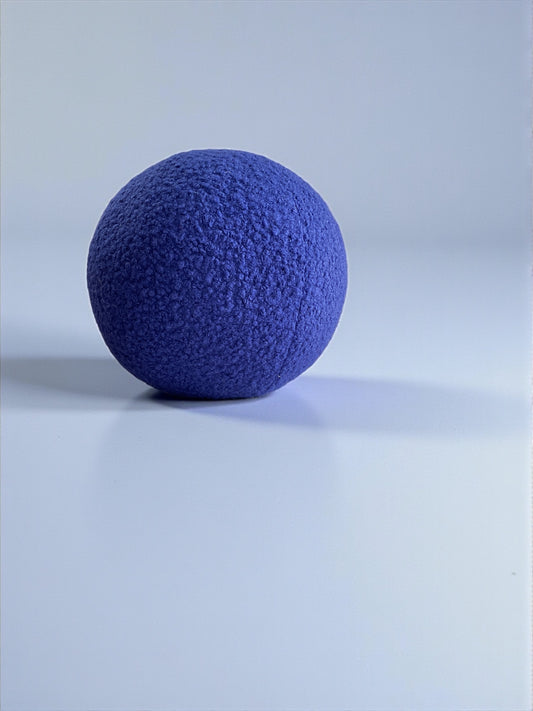 Handmade Blue Boucle Ball Pillow: Modern Home Decor