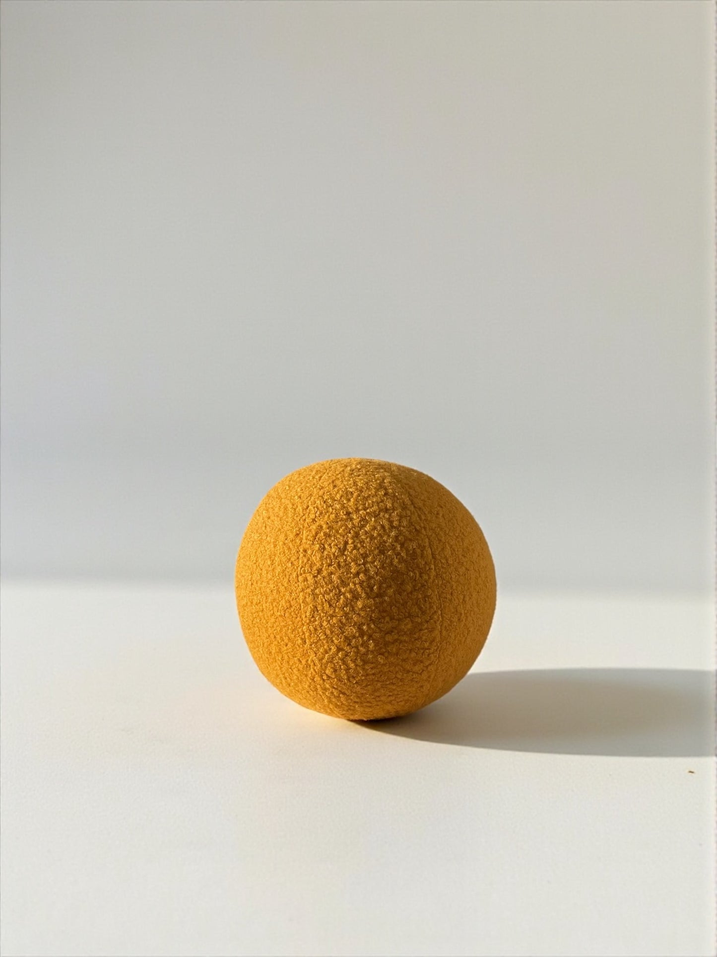 Handmade Boucle Ball Pillow: Mustard Teddy Round Cushion