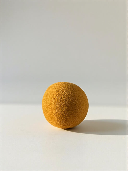 Handmade Boucle Ball Pillow: Mustard Teddy Round Cushion