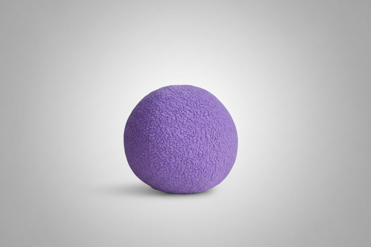 Lavender Bouclé Ball Pillow: Modern Round Home Decor Cushion