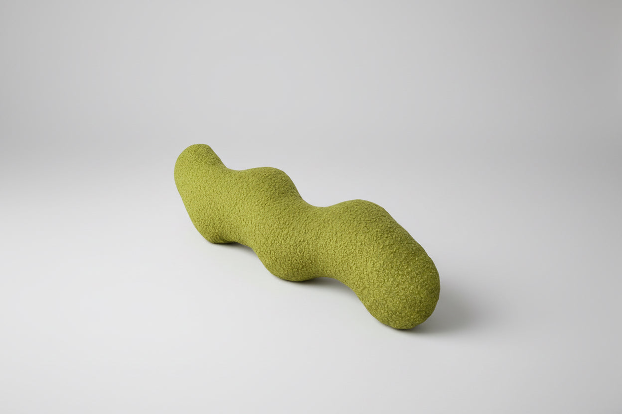 Wavy Boucle Decorative Pillow: Modern Accent Cushion - Yellowish Green