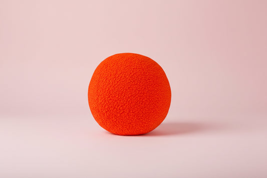 Orange Boucle Ball Pillow, Halloween Decor