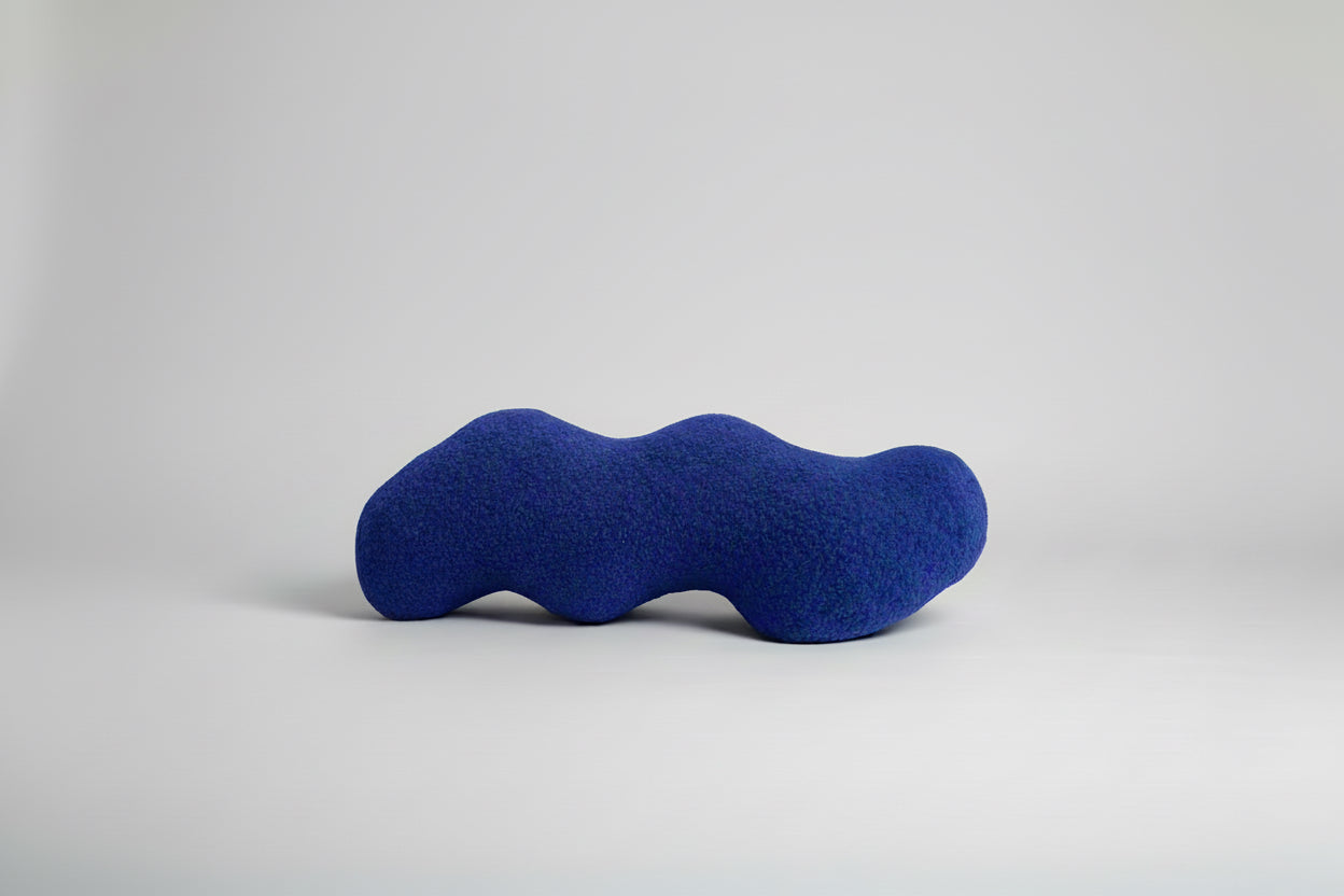 Blue Wavy Boucle Pillow: Modern Accent Cushion