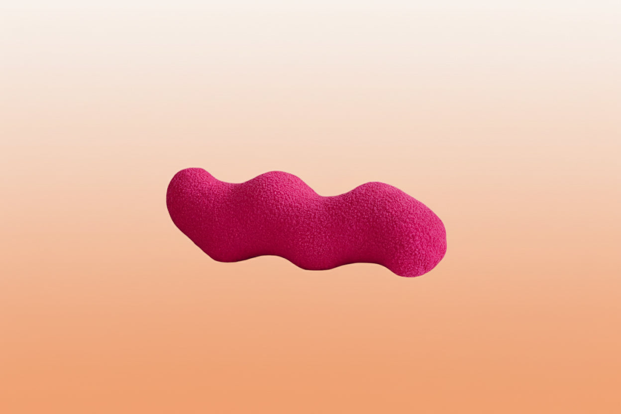 Pink Wavy Boucle Pillow: Modern Home Accent Cushion