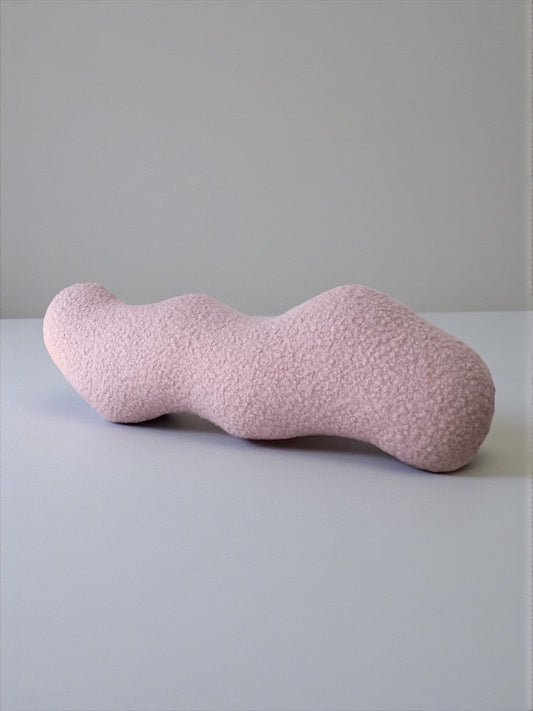 Powder Pink Wavy Boucle Pillow: Modern Accent Cushion