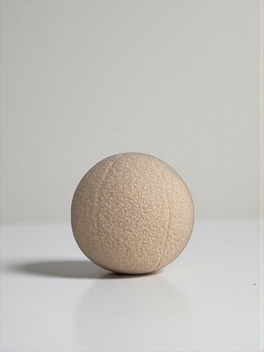 Beige Boucle Ball Decorative Pillow-Teddy Ball Cushion-Home Decor