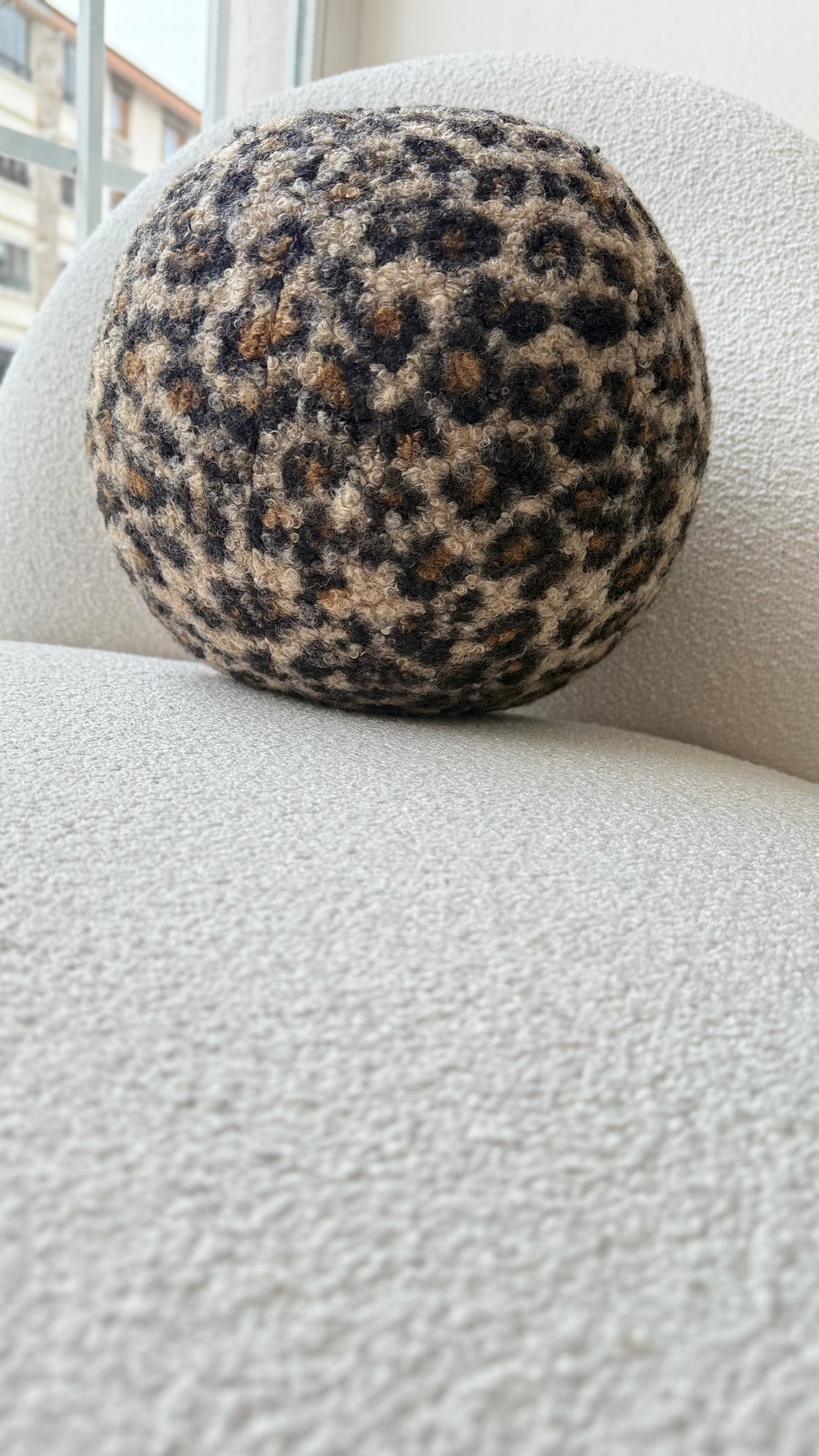 Leopard Print Bouclé Knot Pillow | Sculptural Modern Accent Cushion