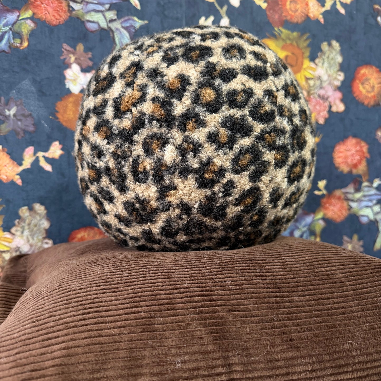 Leopard Print Bouclé Knot Pillow | Sculptural Modern Accent Cushion