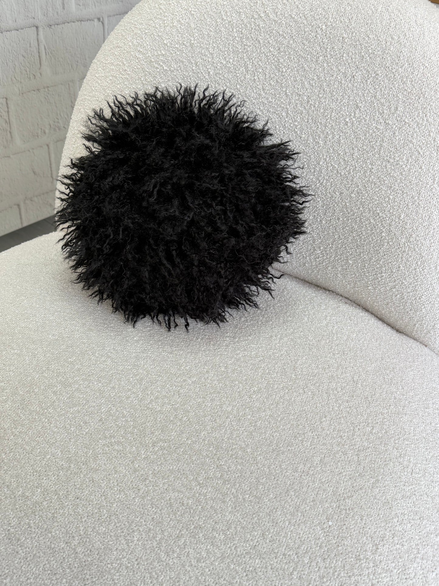 Black Faux fur Ball Pillows- Tibetan Lamb