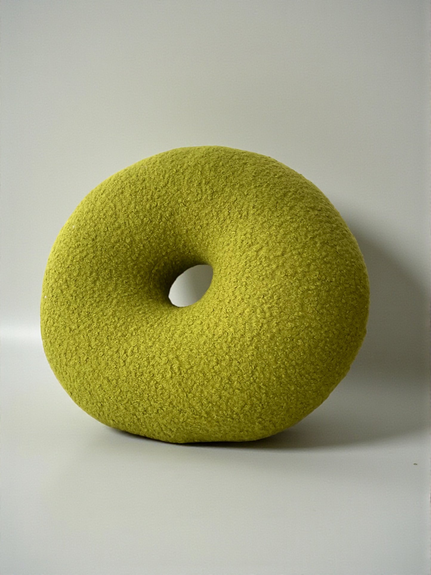 Yellowish Green Boucle Donut Decorative Pillow- Teddy Cushion-Home Decor