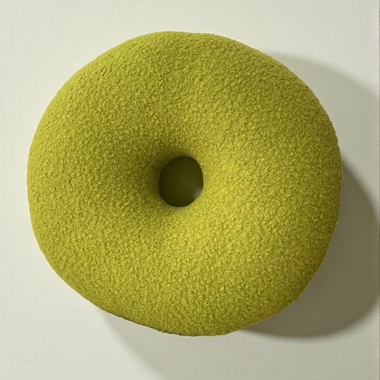 Yellowish Green Boucle Donut Decorative Pillow- Teddy Cushion-Home Decor