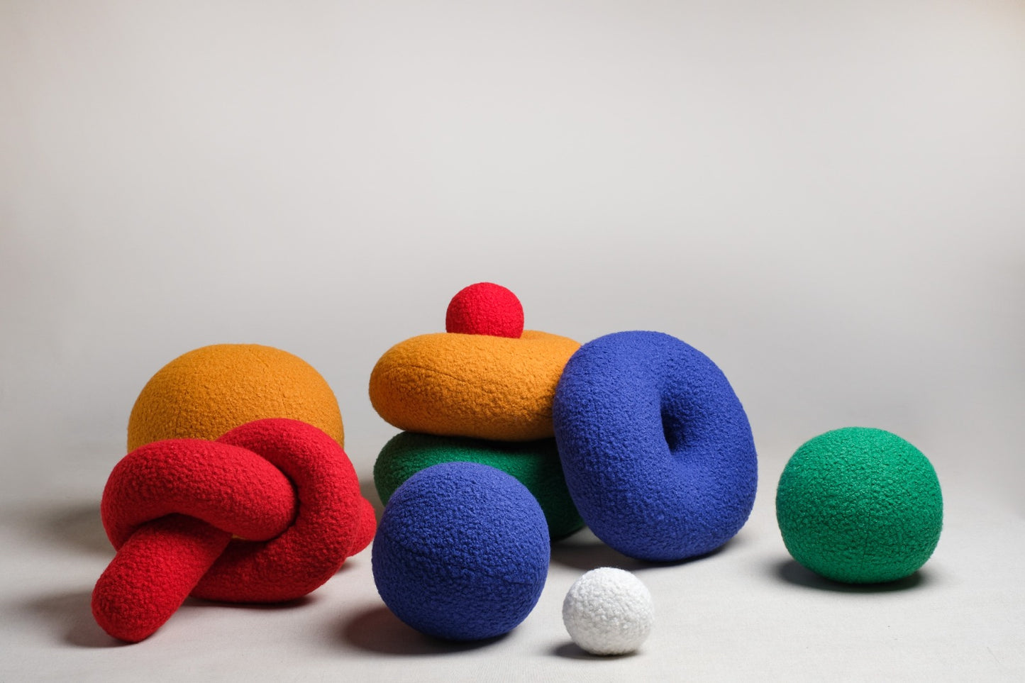 Boucle Ball Pillow, Handmade Teddy Cushion, Minimalist Home Decor