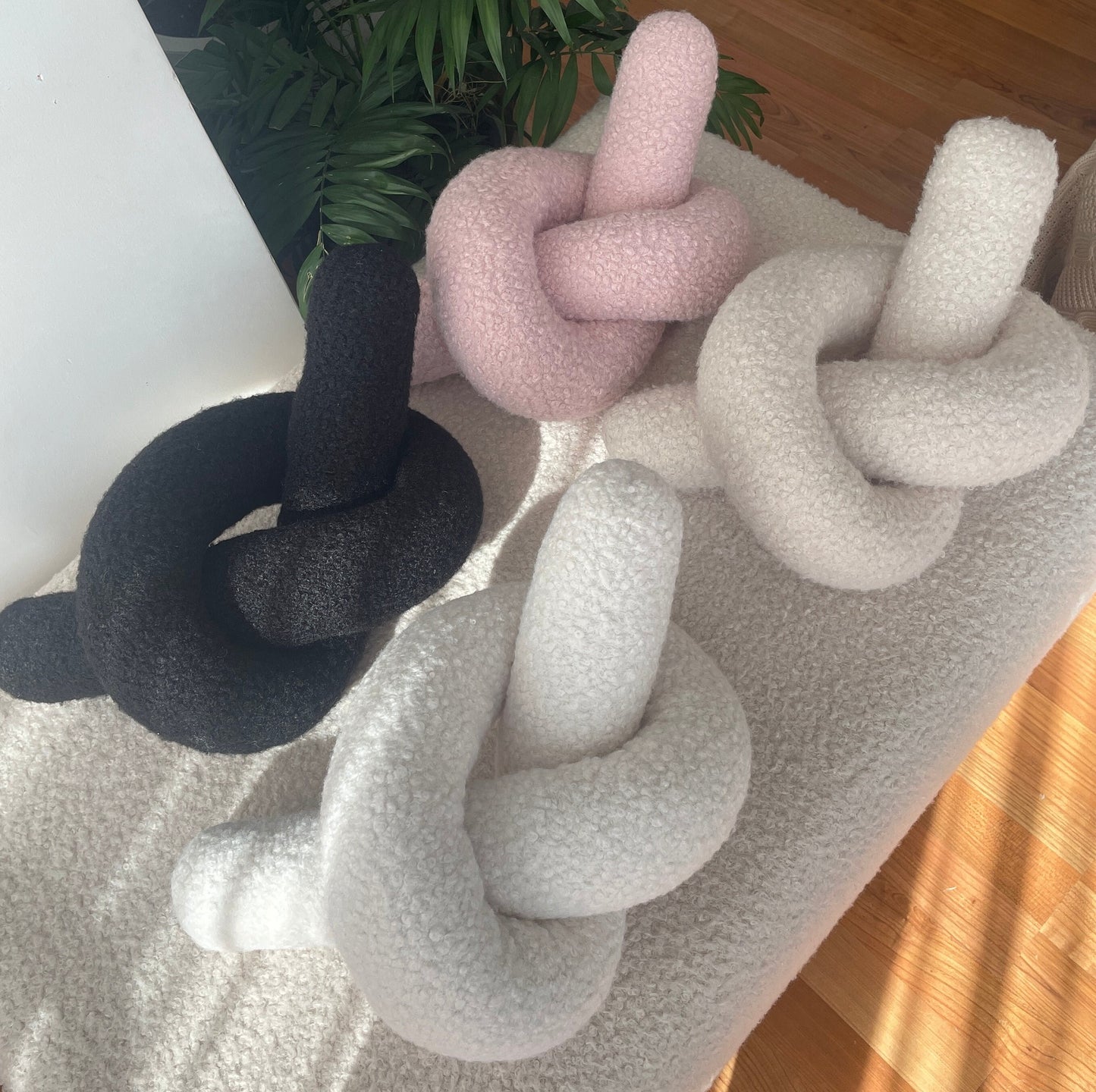 Boucle Knot Pillow: Chunky Teddy Decorative Cushion