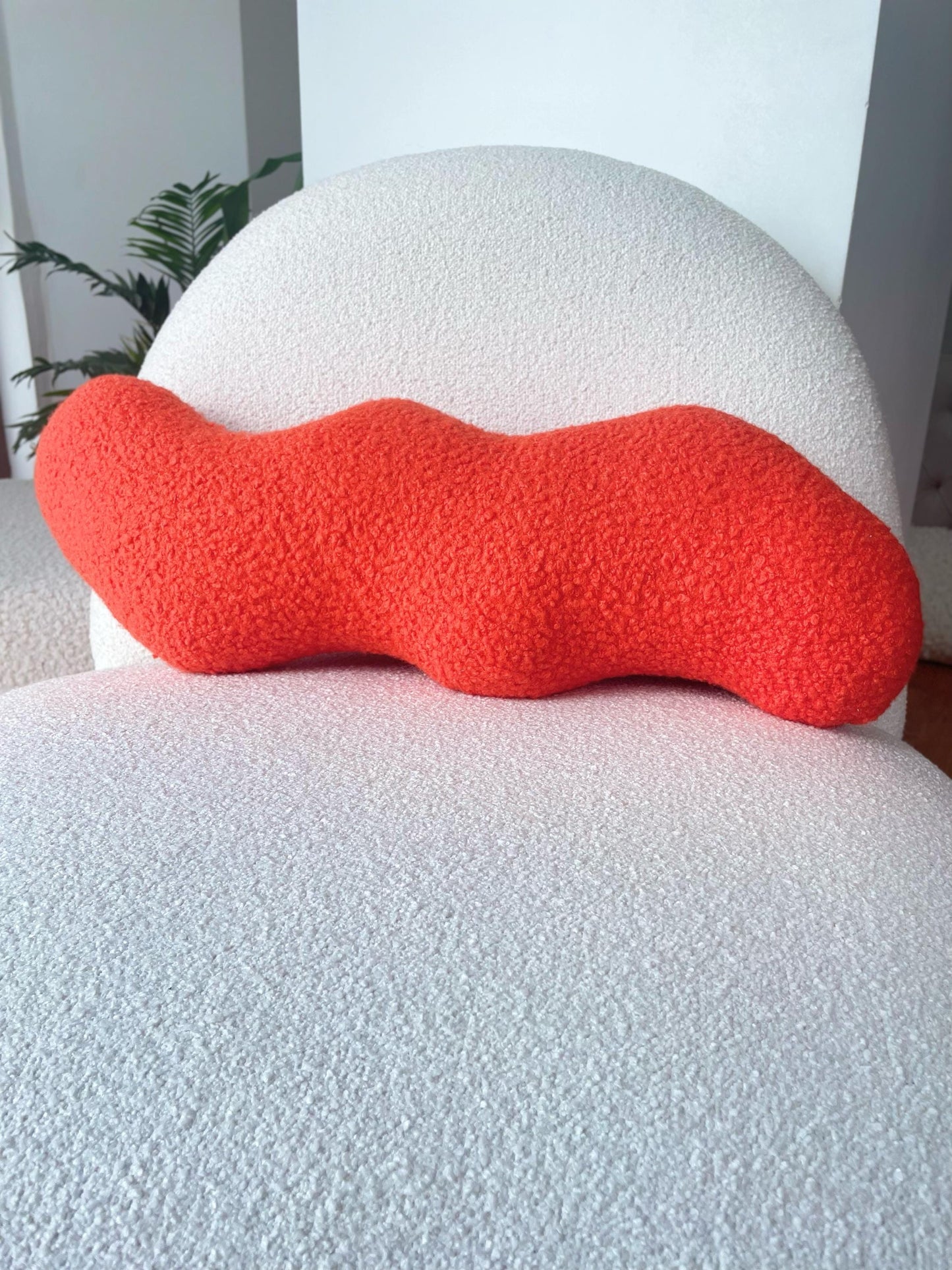 Orange Wavy Boucle Pillow: Modern Accent Cushion