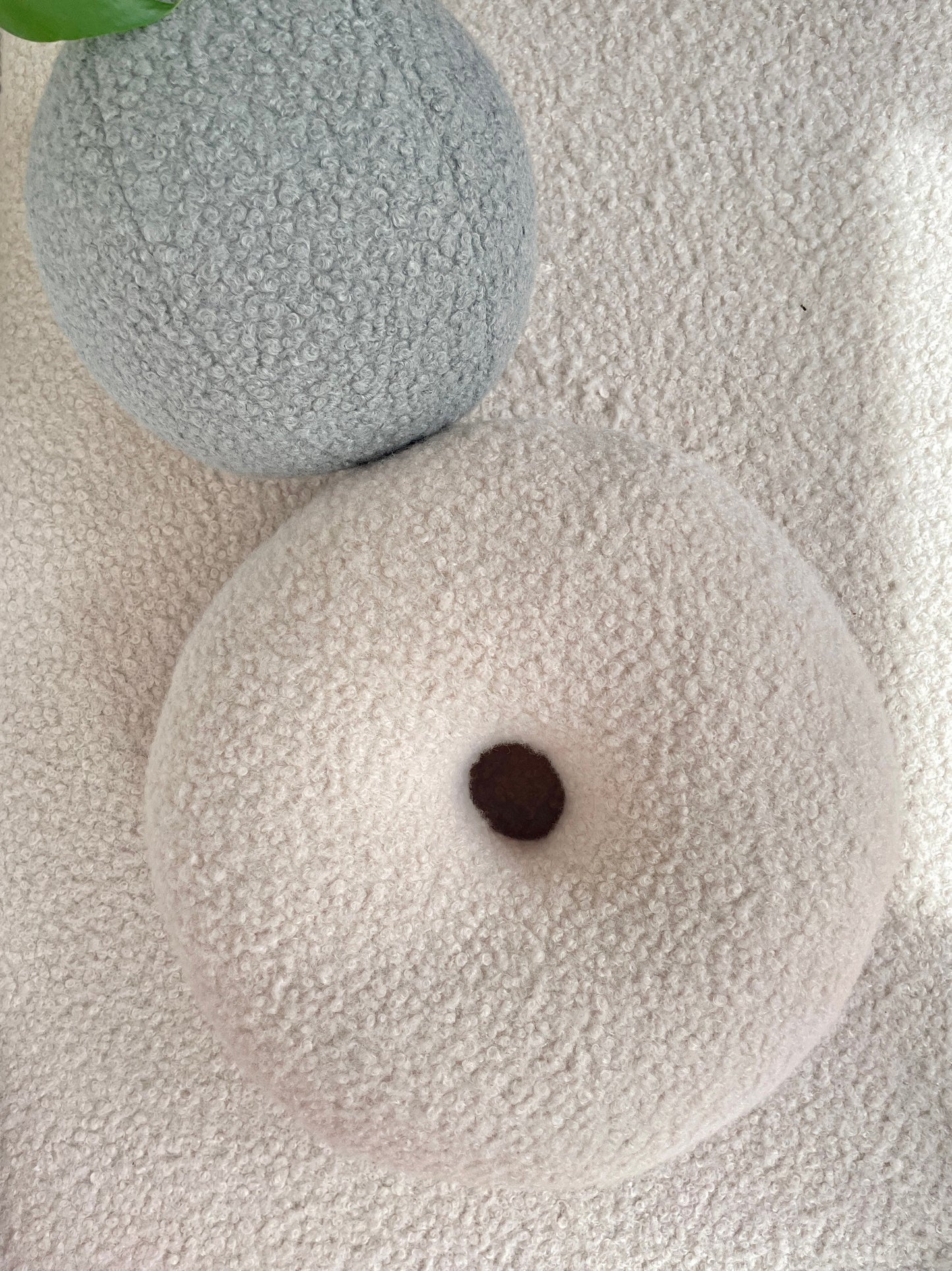 Boucle Donut Pillow, Round Teddy Ball Cushion, Modern Home Decor