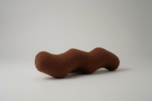 Brown Wavy Boucle Pillow: Modern Accent Cushion