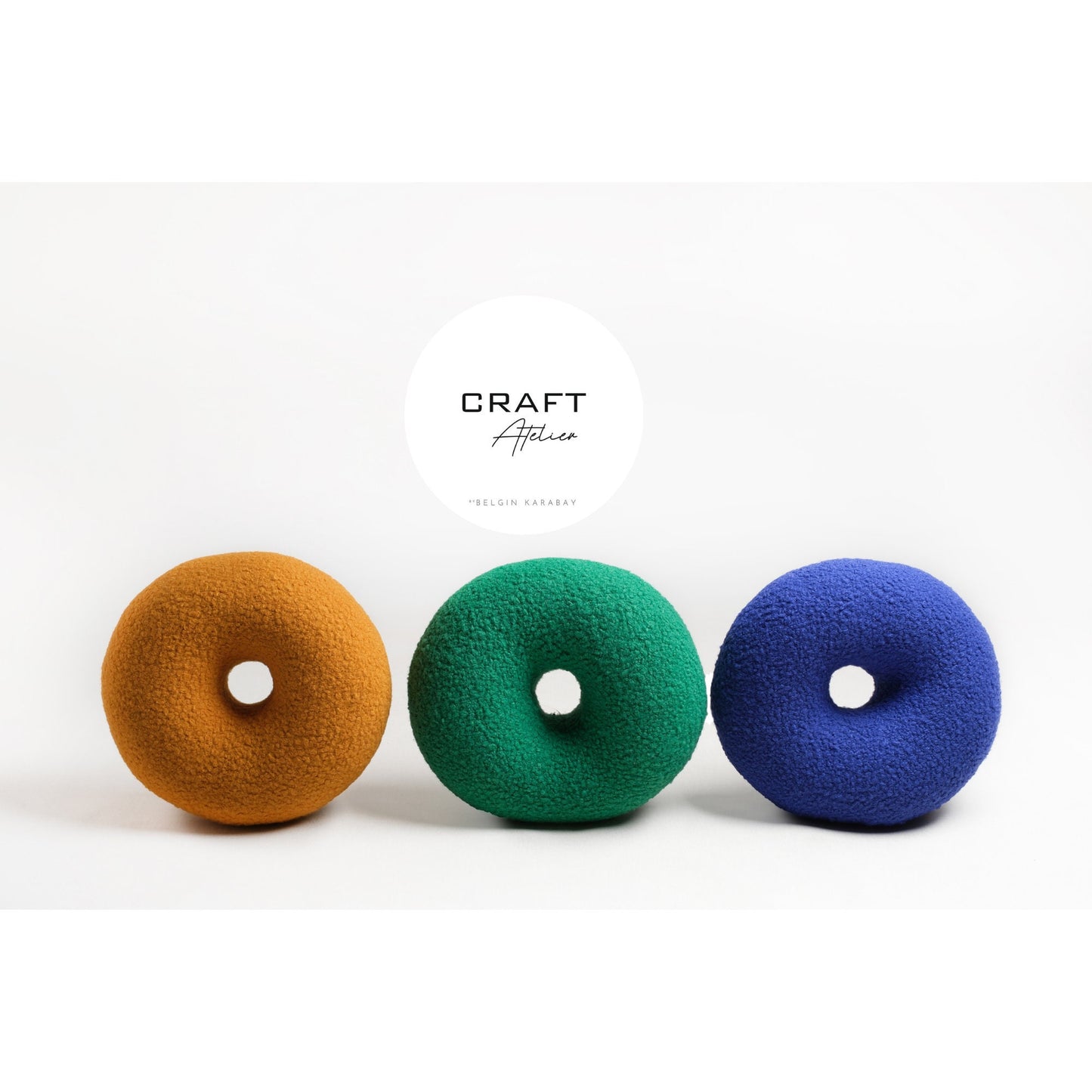 Blue Boucle Donut Pillow, Modern Home Decor, Handmade