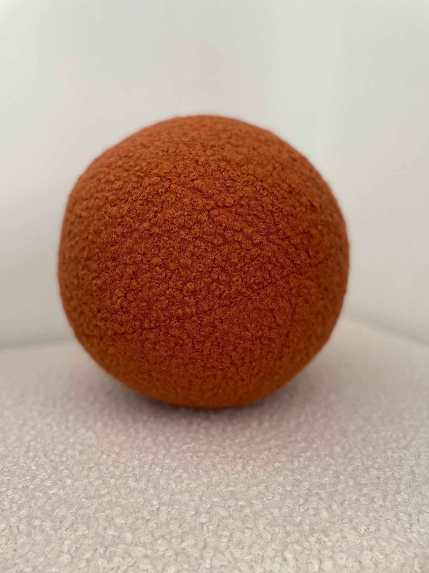 Handmade Boucle Ball Pillow: Cinnamon Teddy Cushion