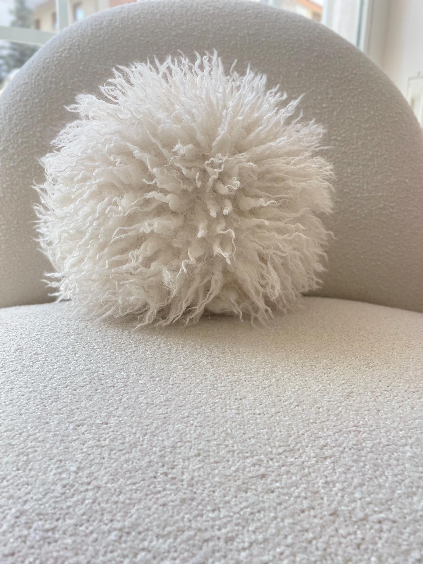 Tibetan Faux Fur Pillow Cover | Cream Textured Cushion | Neutral Accent