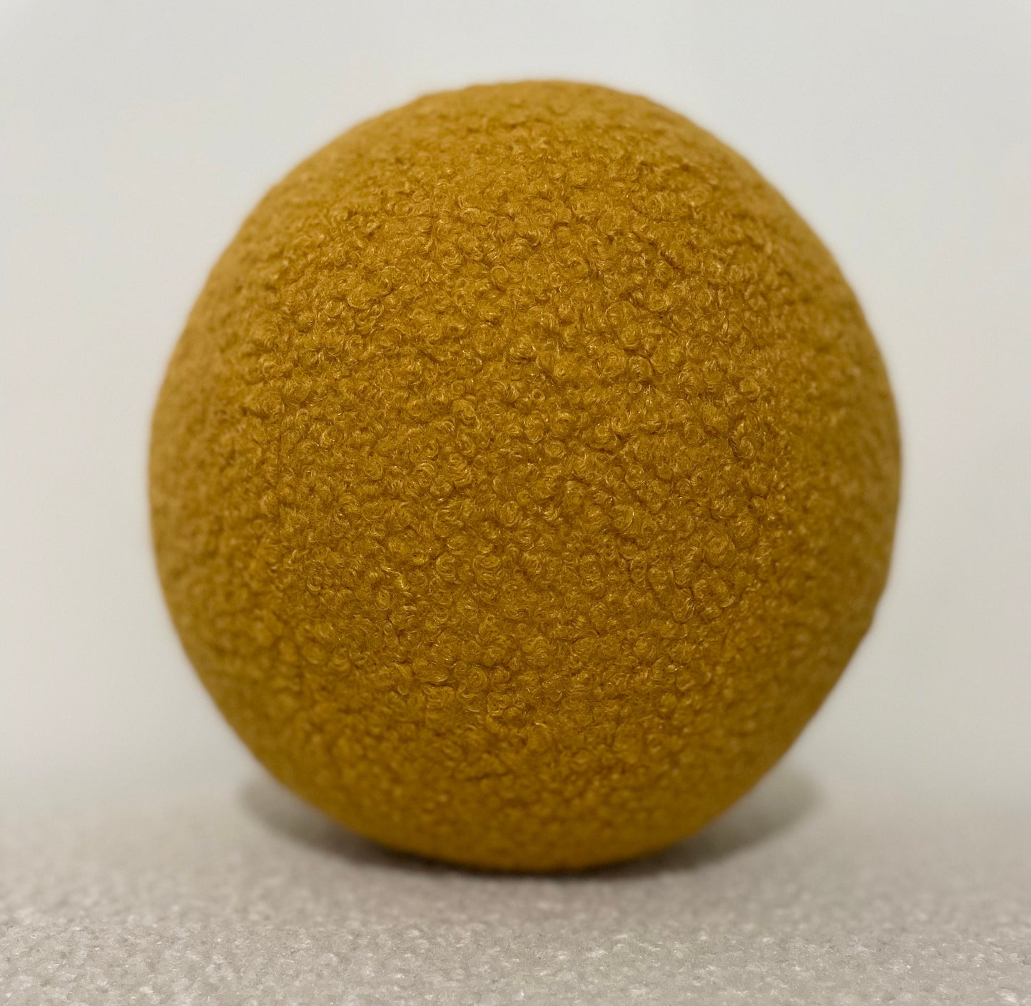Handmade Boucle Ball Pillow: Mustard Teddy Round Cushion