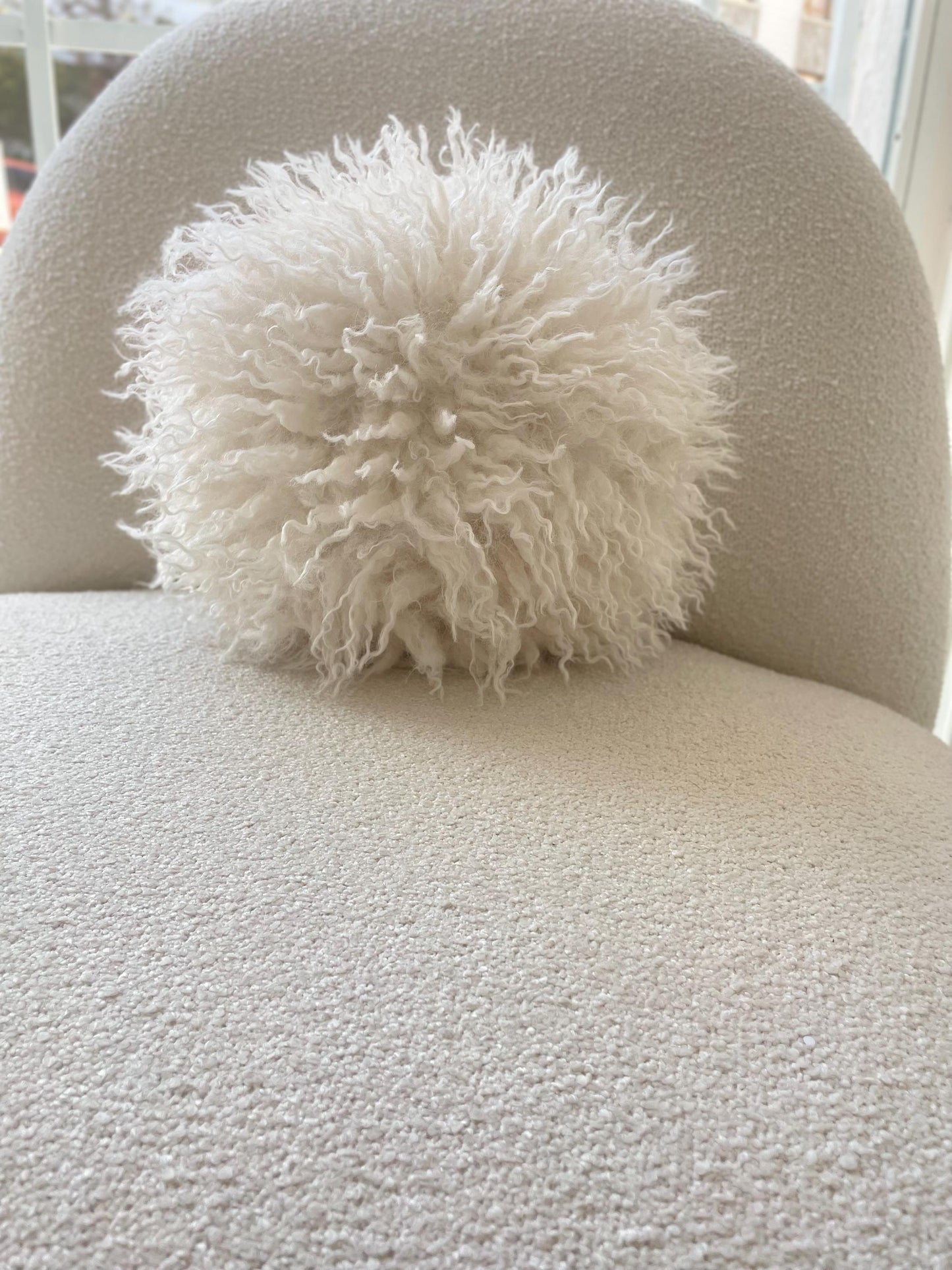 Tibetan Faux Fur Pillow Cover | Cream Textured Cushion | Neutral Accent