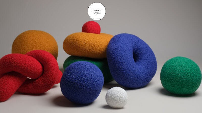 Boucle Donut Pillow, Round Teddy Ball Cushion, Modern Home Decor