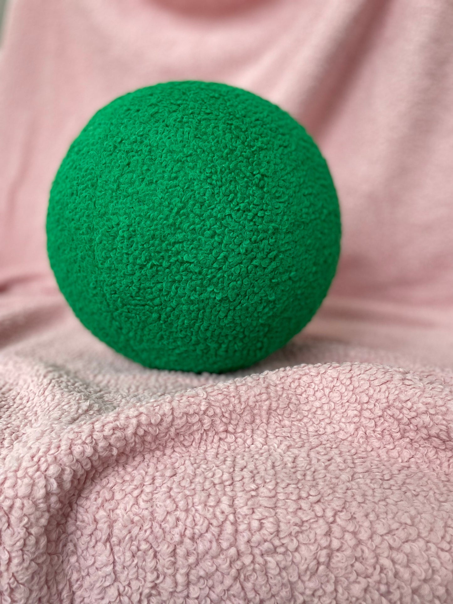 Emerald Green Boucle Ball Pillow, Modern Home Decor