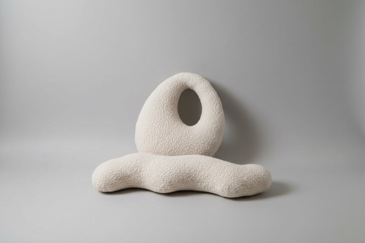 Amorphous Boucle pillow | Asymmetrical Design | Neutral Earthy Tones