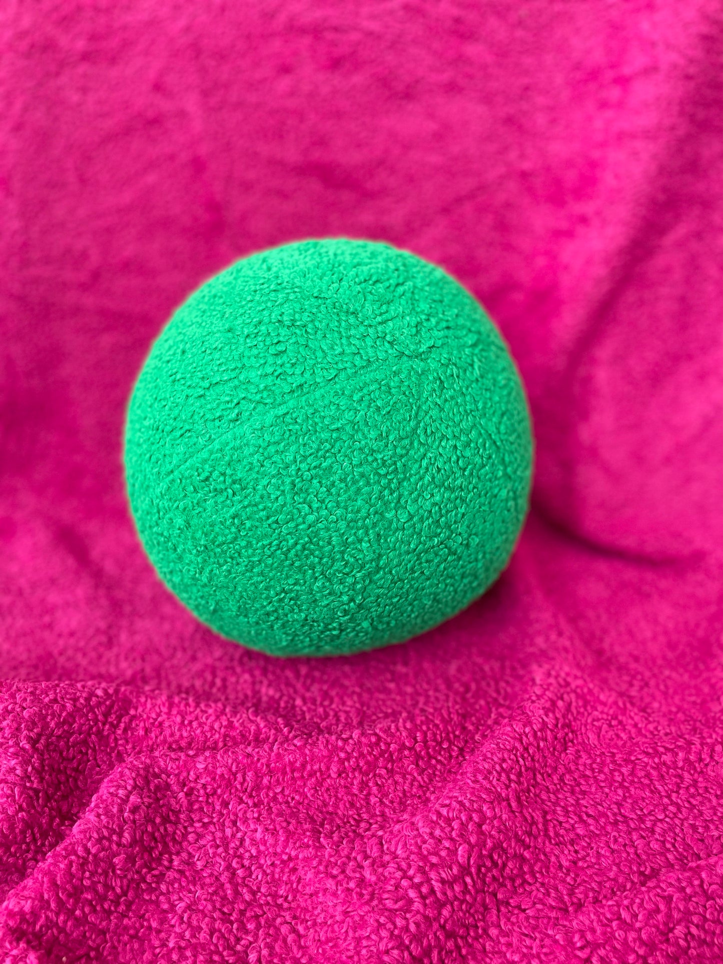 Emerald Green Boucle Ball Pillow, Modern Home Decor