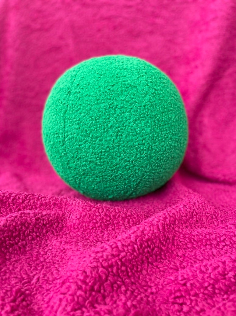 Emerald Green Boucle Ball Pillow, Modern Home Decor