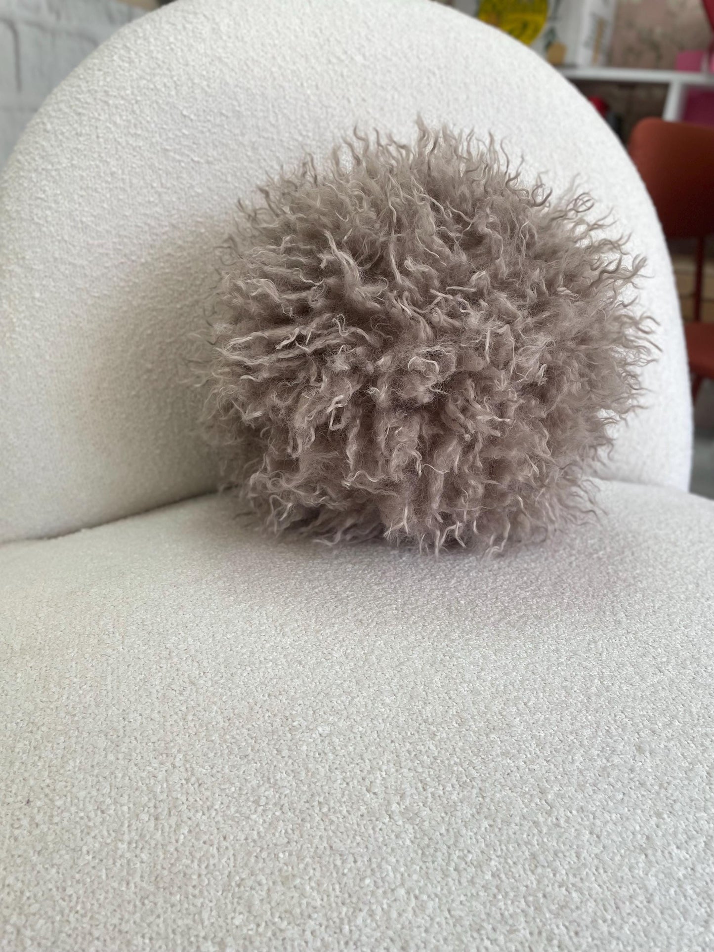 Tibetan Faux Fur Pillow Cover | Brown Textured Cushion | Neutral Accent