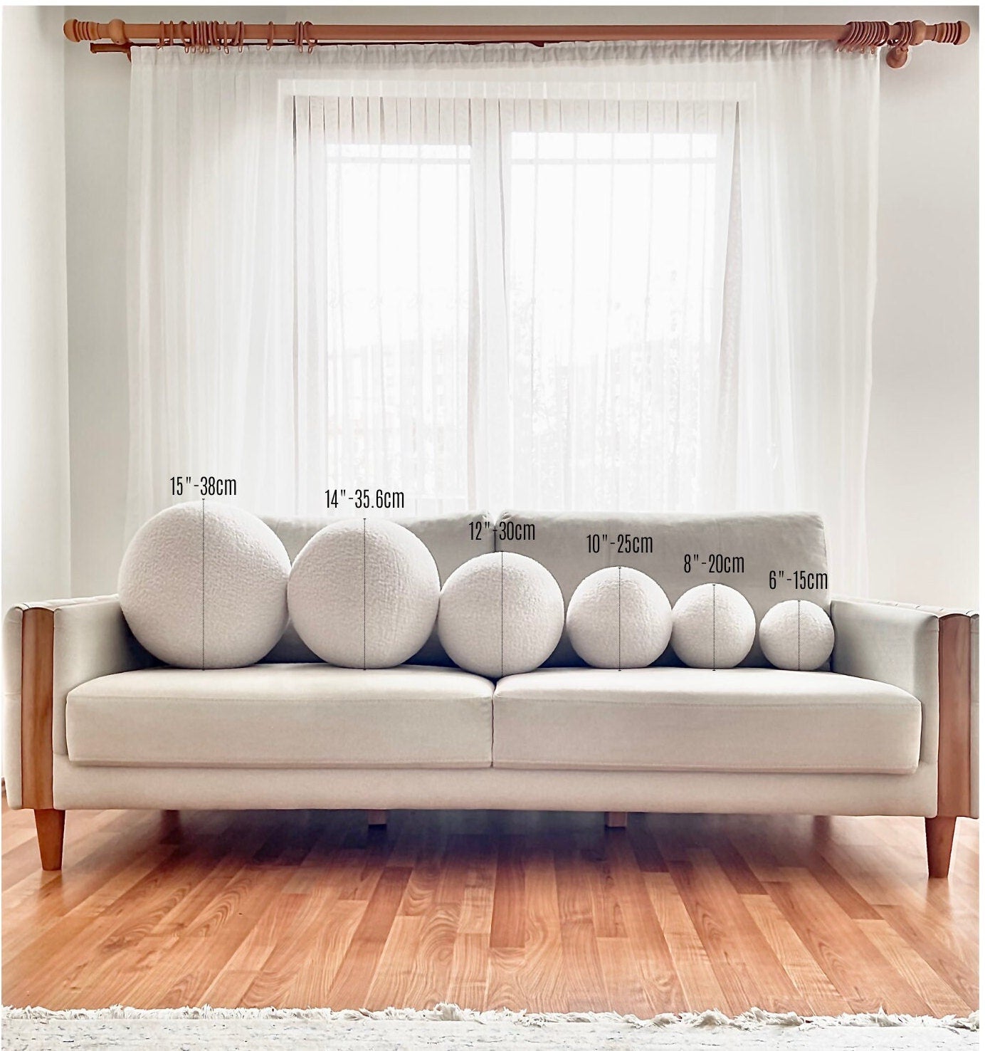 Yellowish Green Boucle Ball Pillow: Modern Scandinavian Home Decor