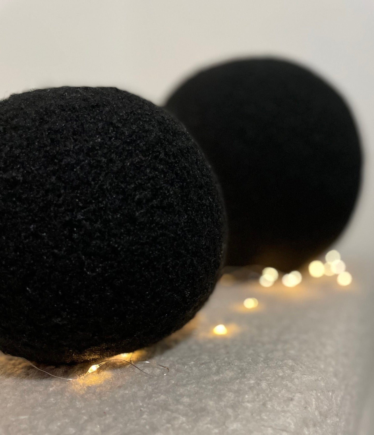 Black Boucle Ball Pillow: Handmade Teddy Cushion, Home Decor