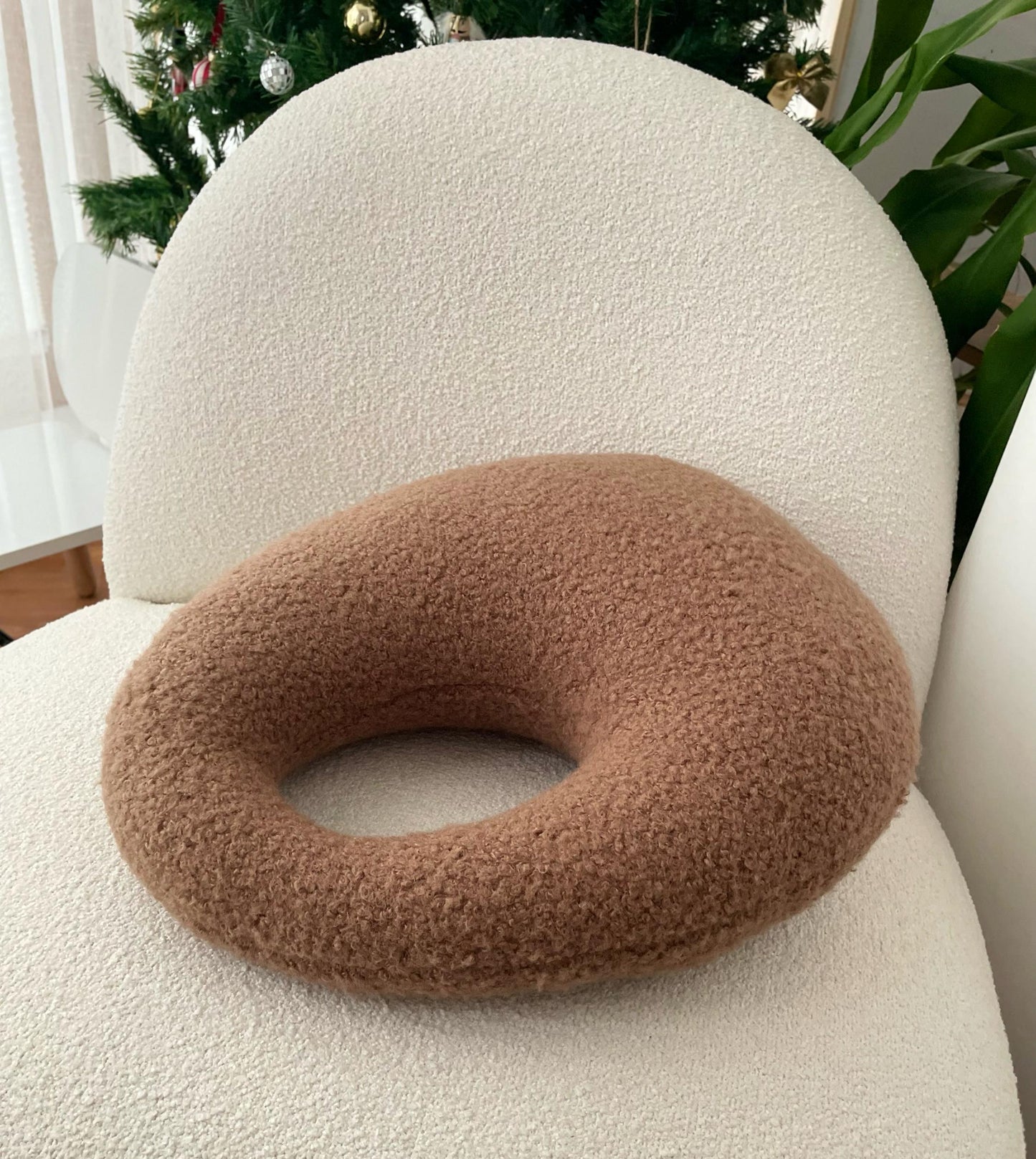 Amorphous Mocha Mousse Boucle Cushion | Asymmetrical Design | Neutral Earthy Tones