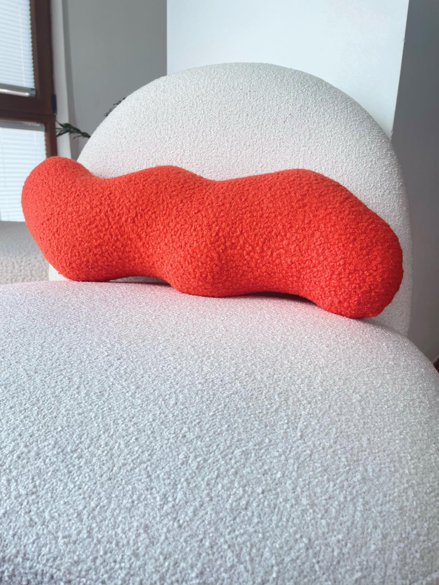 Orange Wavy Boucle Pillow: Modern Accent Cushion